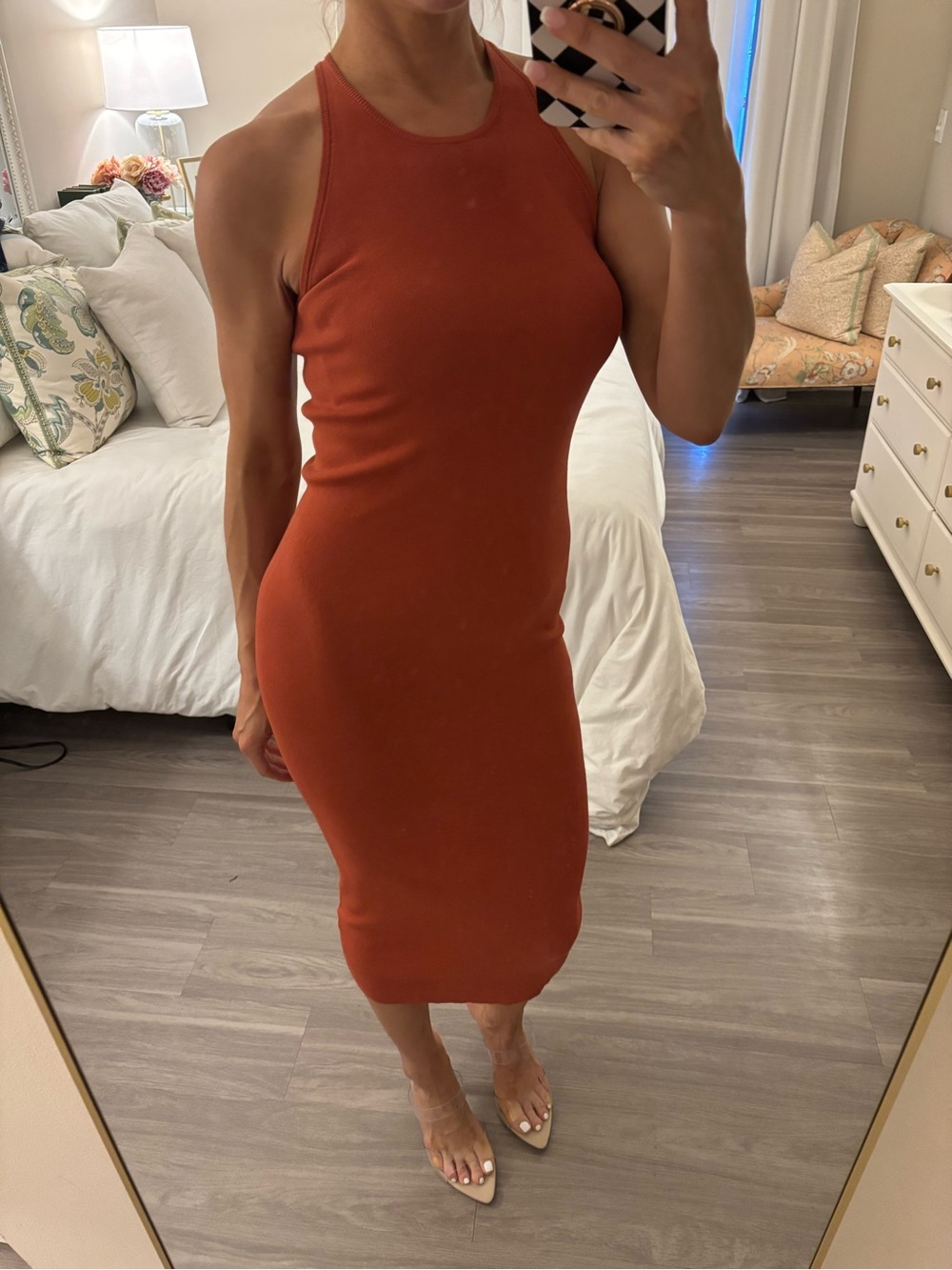 A.L.C. Marc Rib Knit Racerback Midi Dress - Rust XS - Picture 2 of 4